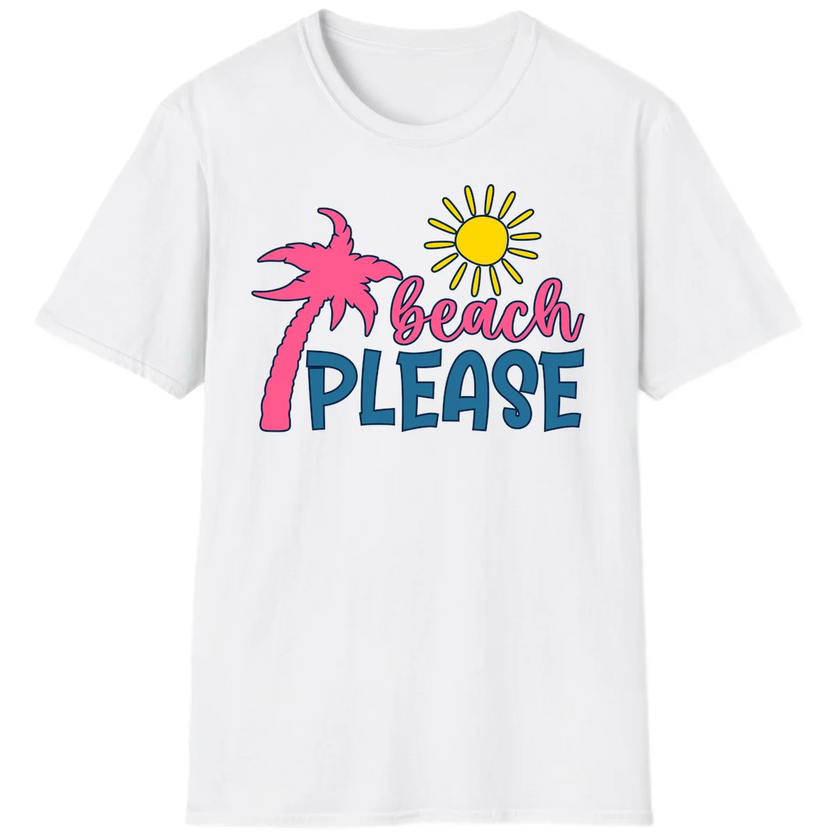 Beach Please Tropical Palm Sun T-Shirt in White