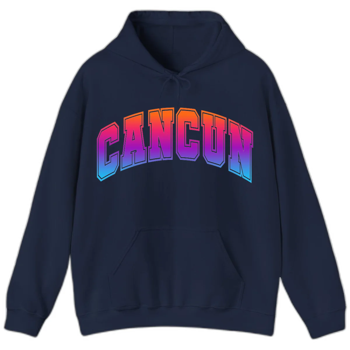 Neon Cruise Retro Vibes Hooded Sweatshirt in Navy
