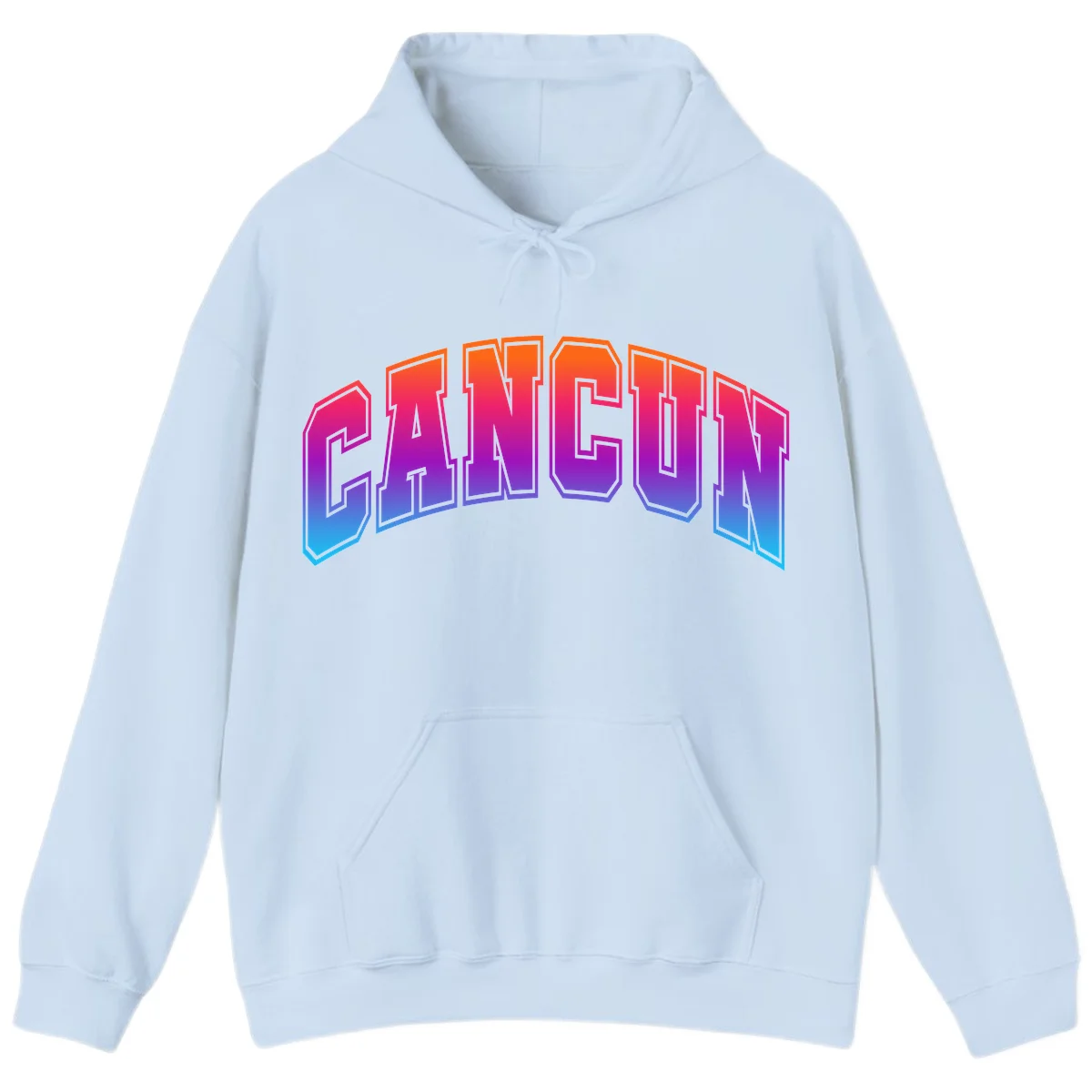 Neon Cruise Retro Vibes Hooded Sweatshirt in Light Blue
