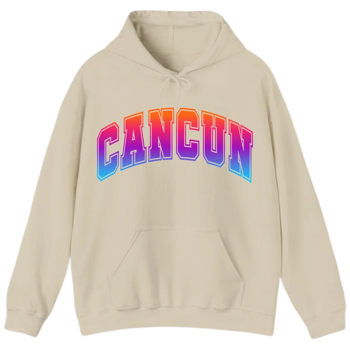 Neon Cruise Retro Vibes Hooded Sweatshirt in Sand