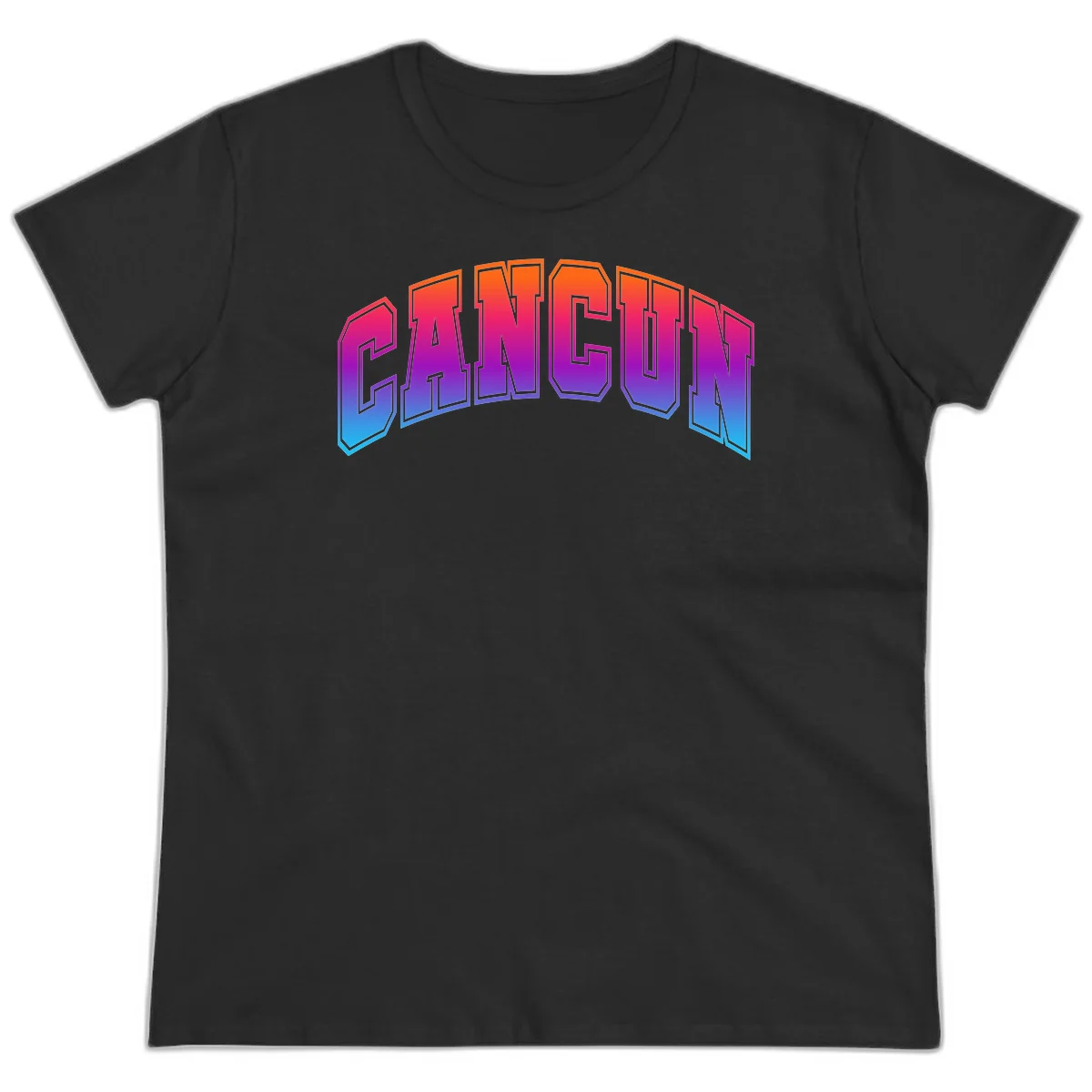Neon Cruise Retro Vibes 80s Arcade Ladies Tee in Black