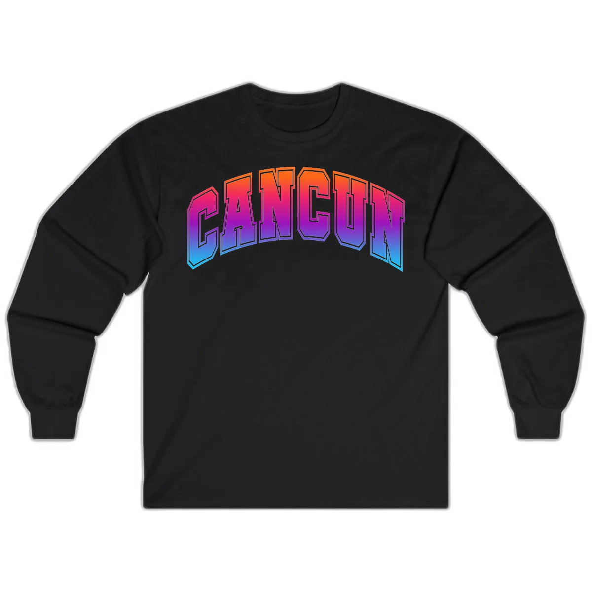 Neon Cruise Retro Vibes Long Sleeve Tee in Black