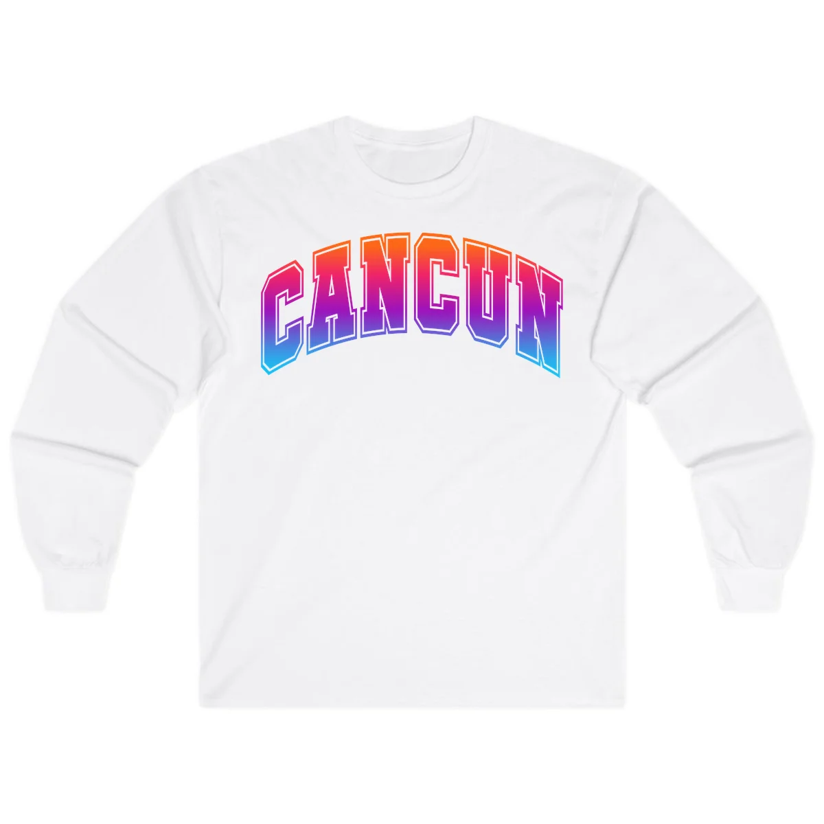 Neon Cruise Retro Vibes Long Sleeve Tee in White