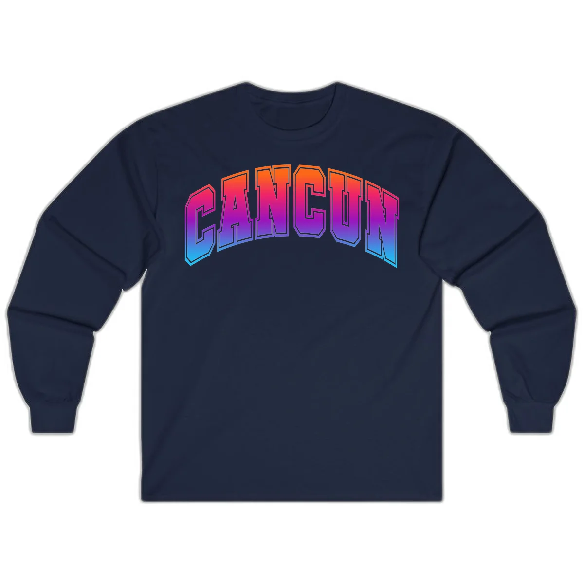 Neon Cruise Retro Vibes Long Sleeve Tee in Navy