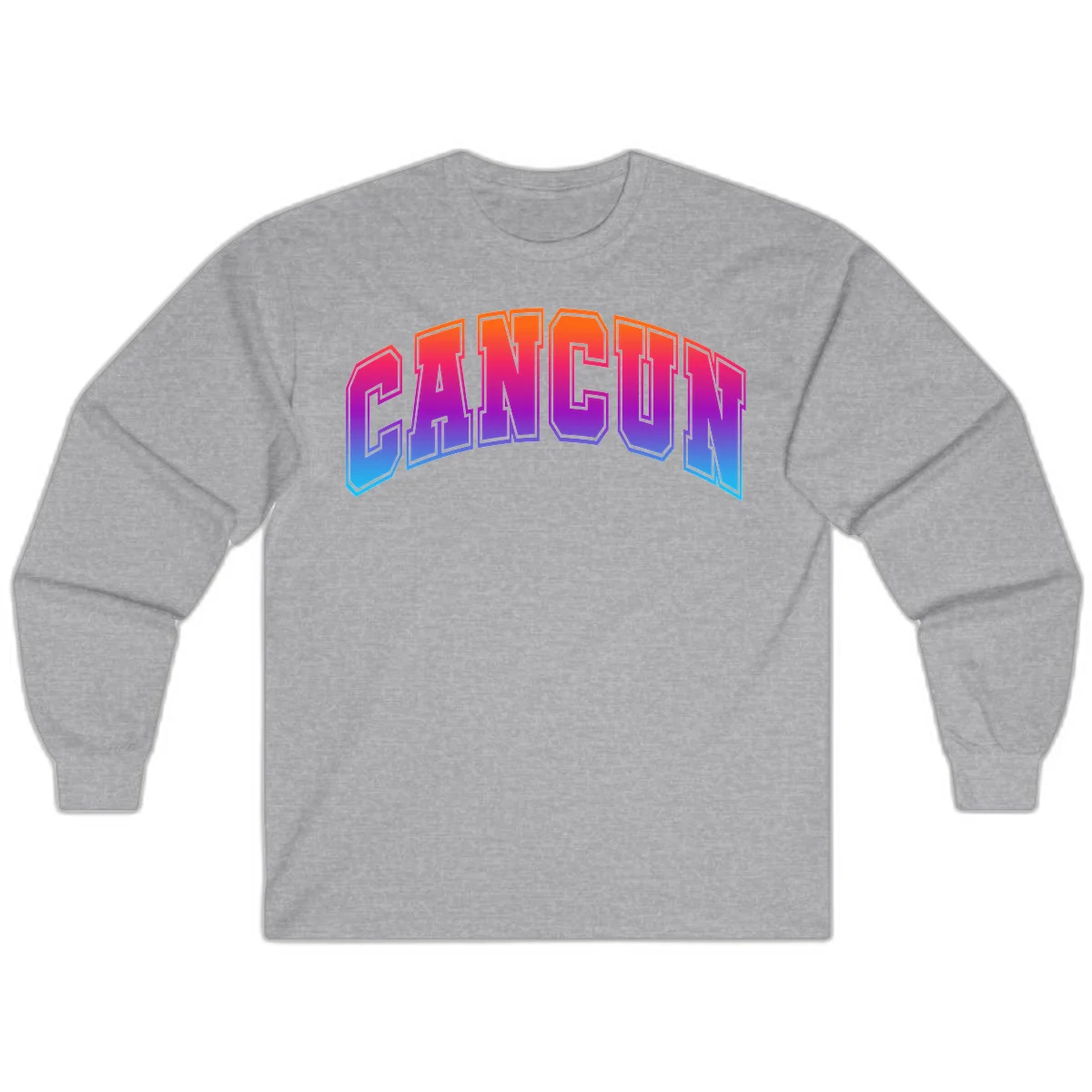 Neon Cruise Retro Vibes Long Sleeve Tee in Sport Grey