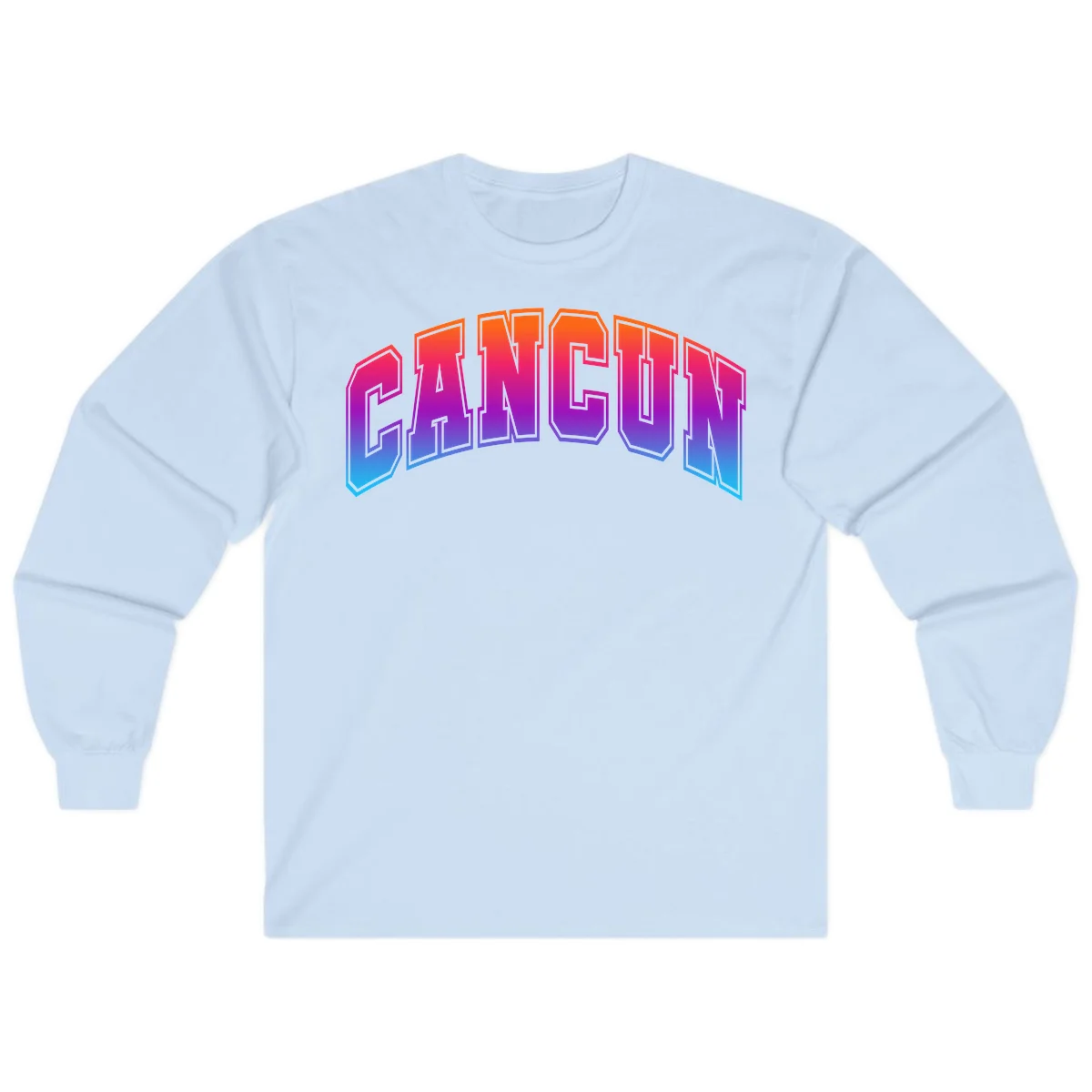 Neon Cruise Retro Vibes Long Sleeve Tee in Light Blue