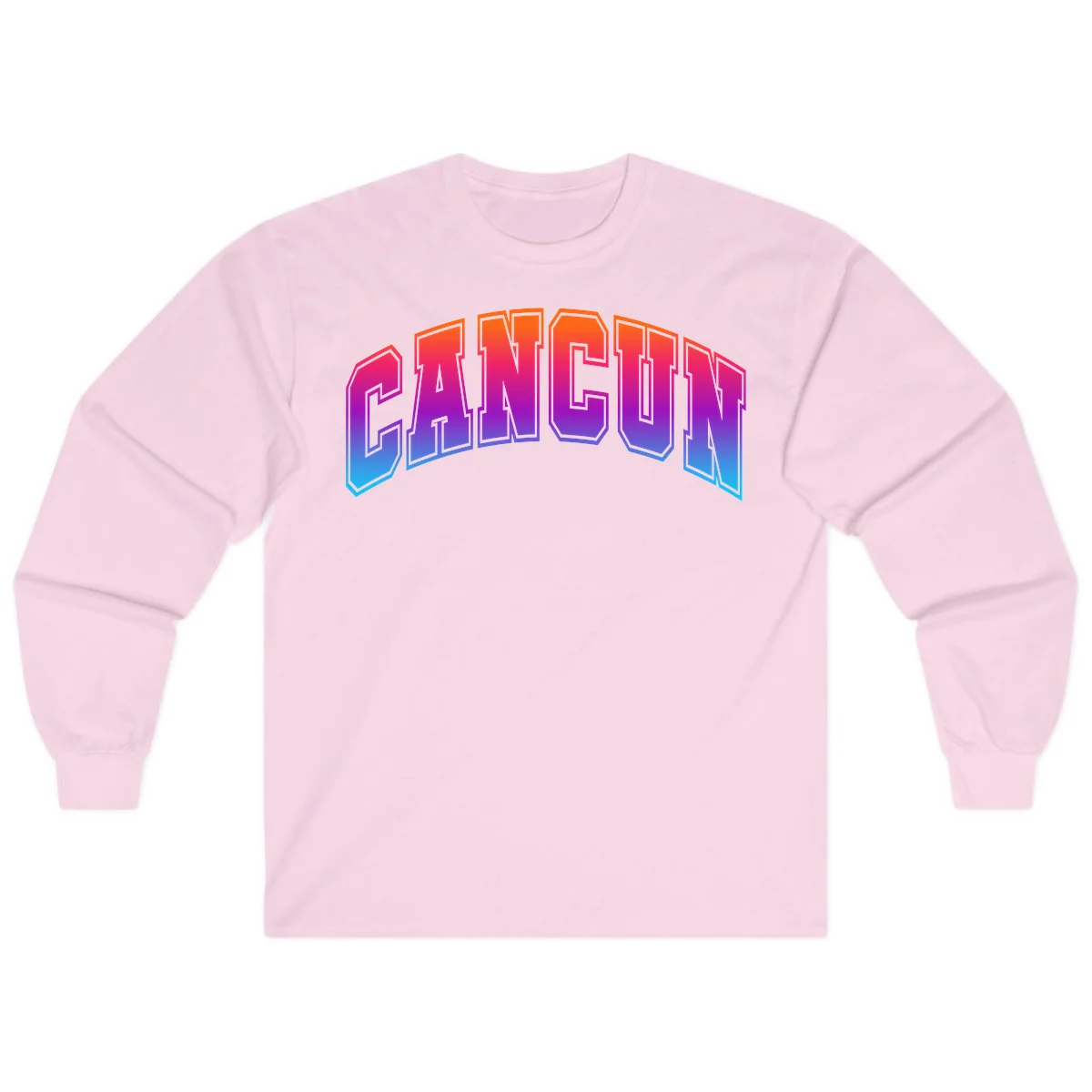 Neon Cruise Retro Vibes Long Sleeve Tee in Light Pink