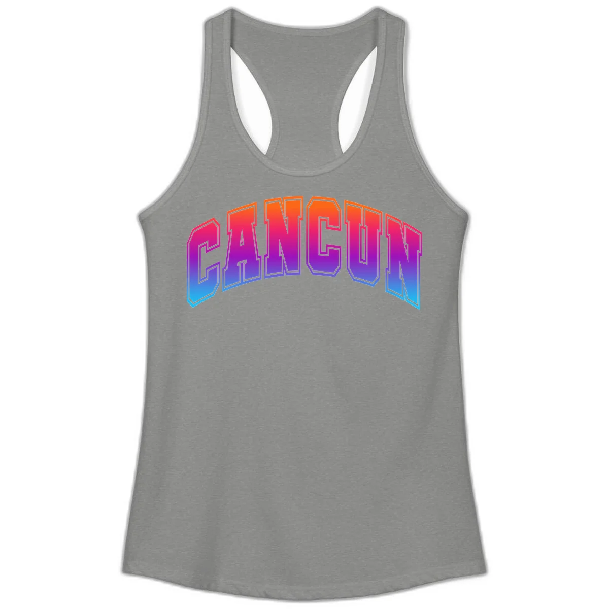 Neon Cruise Retro Vibes Ladies Tank Top in Heather Grey