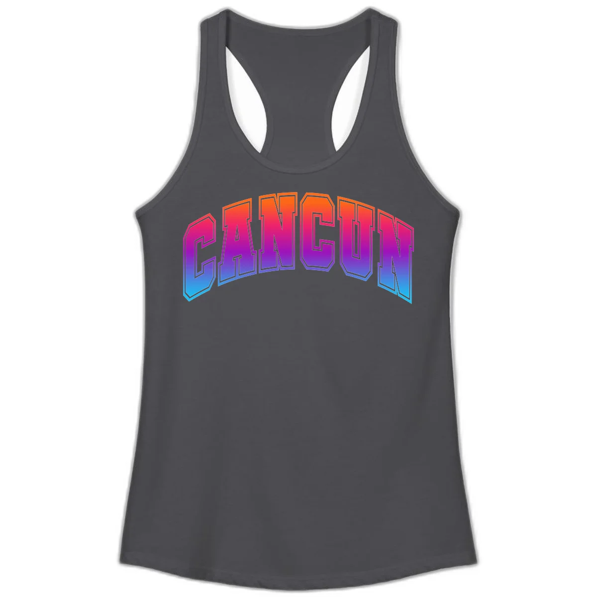 Neon Cruise Retro Vibes Ladies Tank Top in Solid Dark Gray