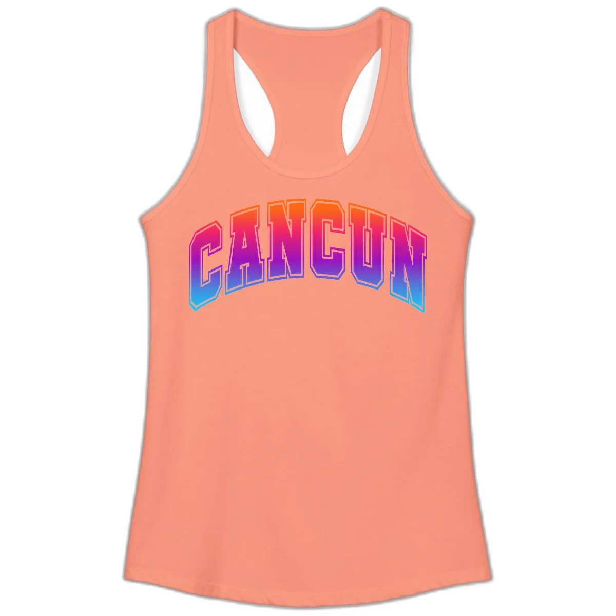 Neon Cruise Retro Vibes Ladies Tank Top in Solid Light Orange