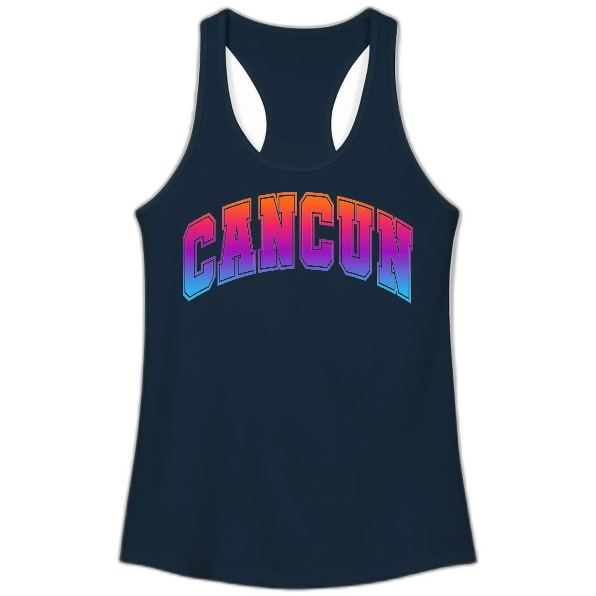 Neon Cruise Retro Vibes Ladies Tank Top in Solid Midnight Navy
