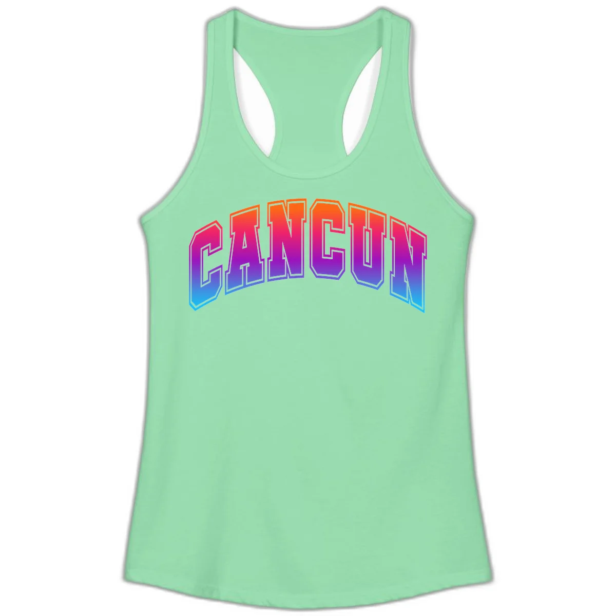 Neon Cruise Retro Vibes Ladies Tank Top in Solid Mint