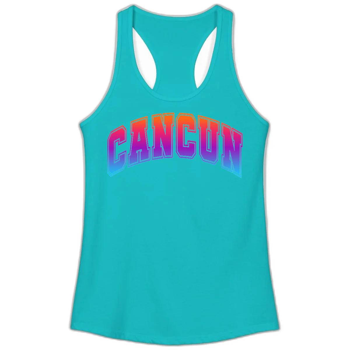 Neon Cruise Retro Vibes Ladies Tank Top in Tahiti Blue