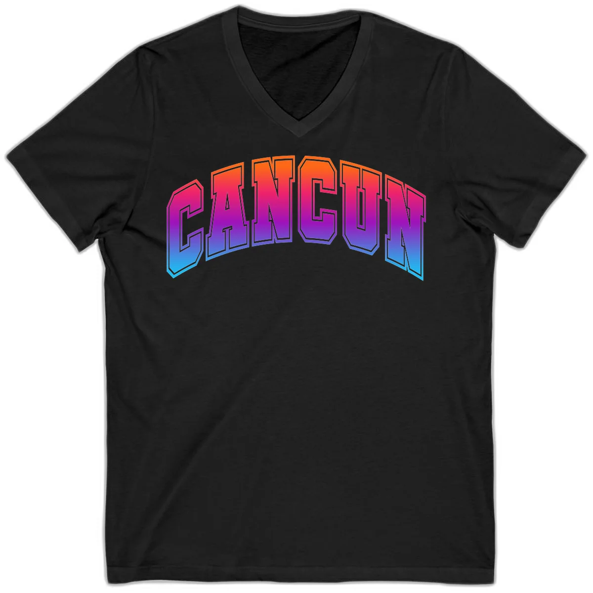 Neon Cruise Retro Vibes 80s Arcade V-Neck Tee in Black