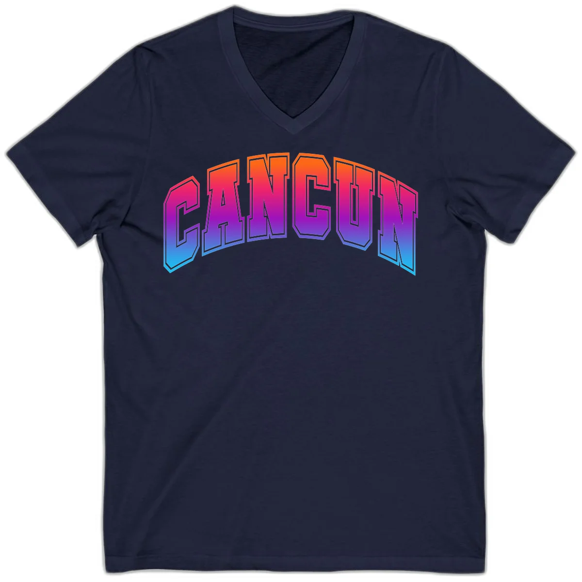 Neon Cruise Retro Vibes 80s Arcade V-Neck Tee in Navy