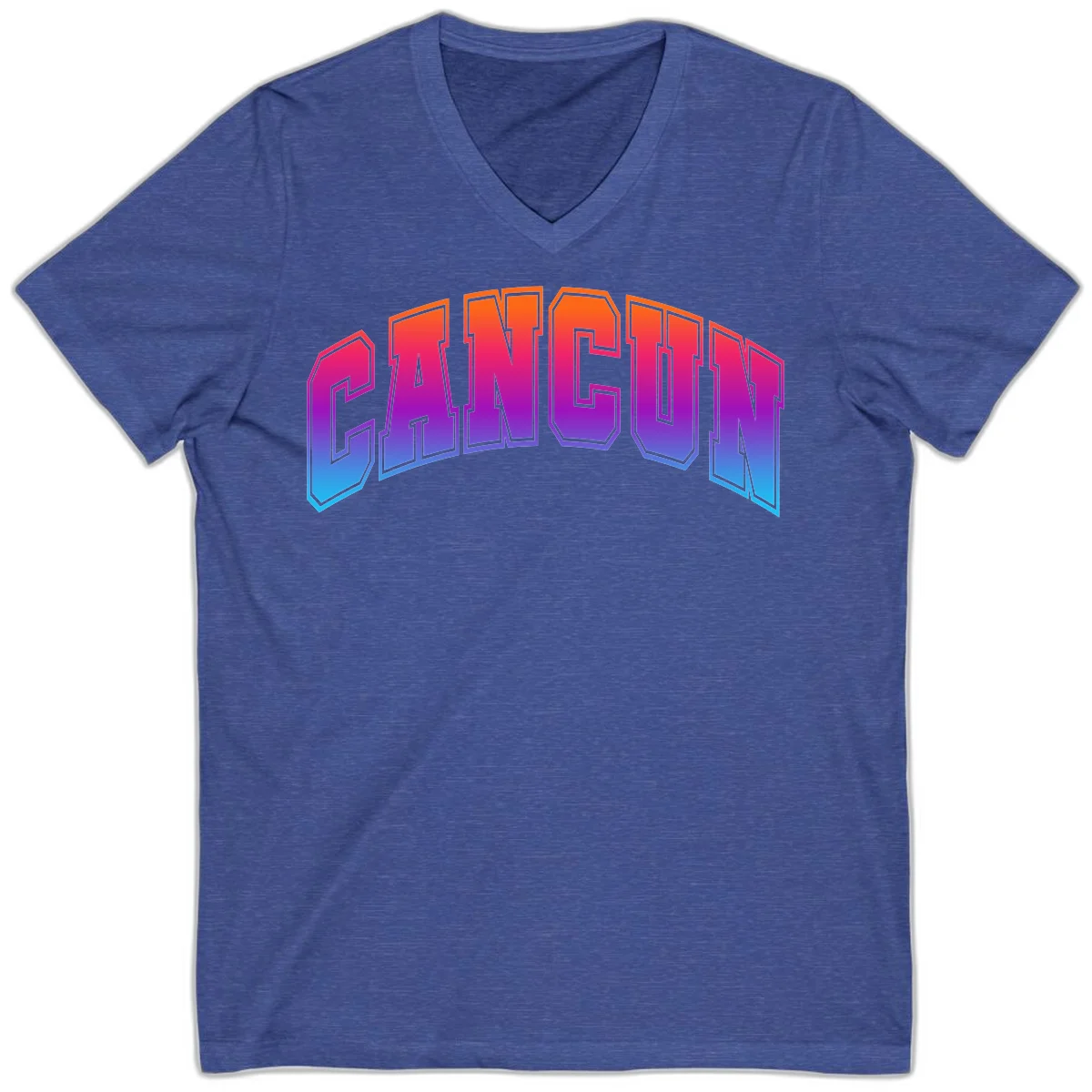 Neon Cruise Retro Vibes 80s Arcade V-Neck Tee in Heather True Royal