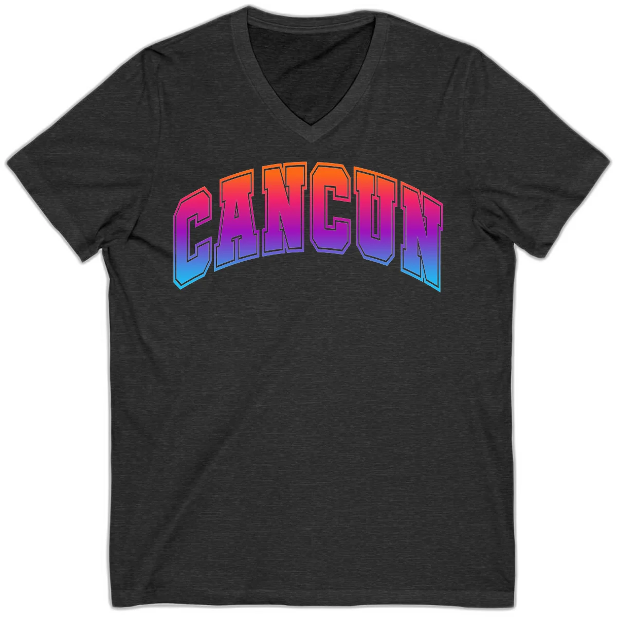 Neon Cruise Retro Vibes 80s Arcade V-Neck Tee in Dark Grey Heather