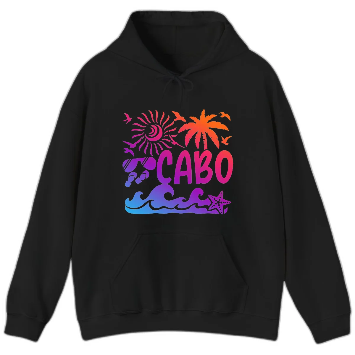 Cabo Tropical Paradise Vibes Hoodie in Black