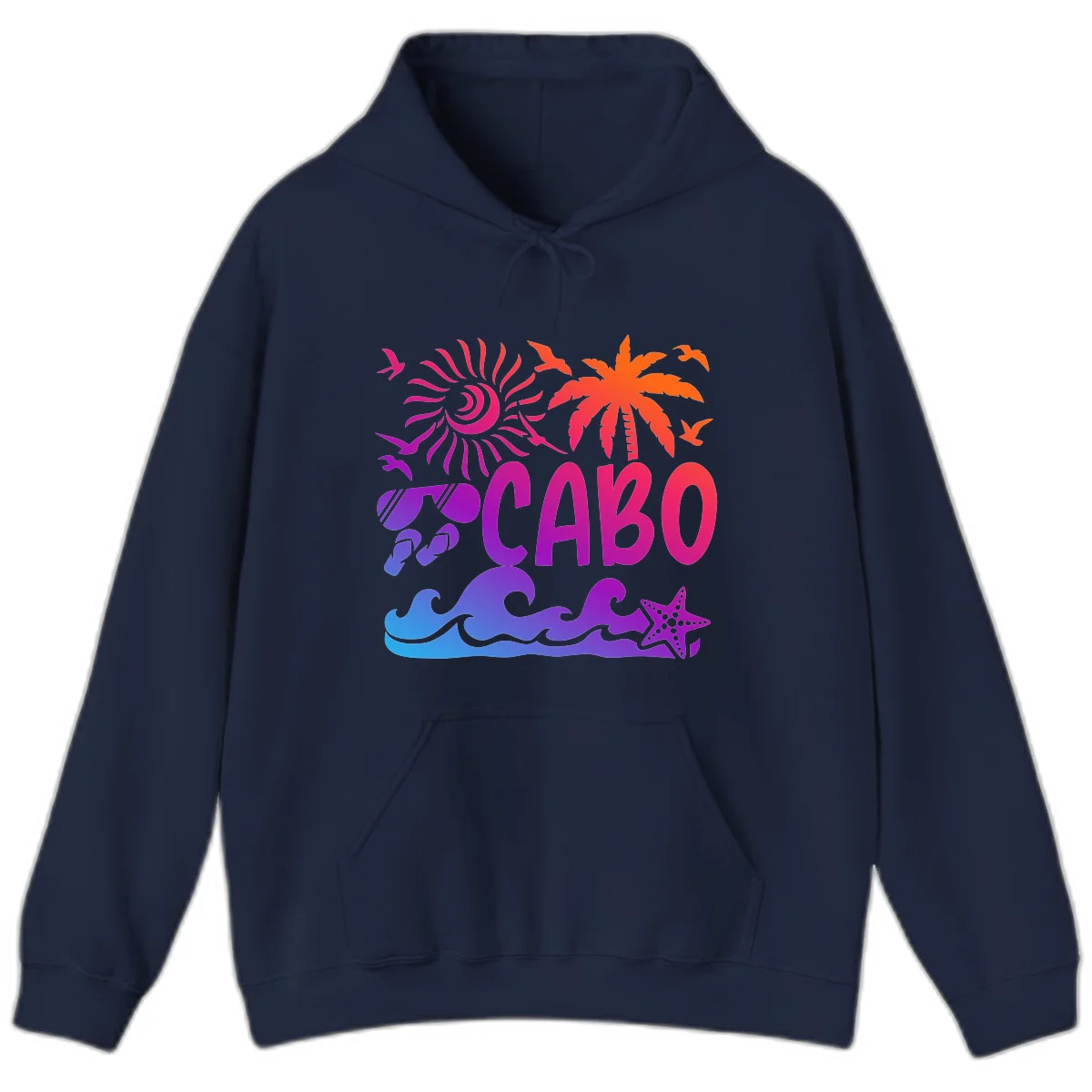 Cabo Tropical Paradise Vibes Hoodie in Navy