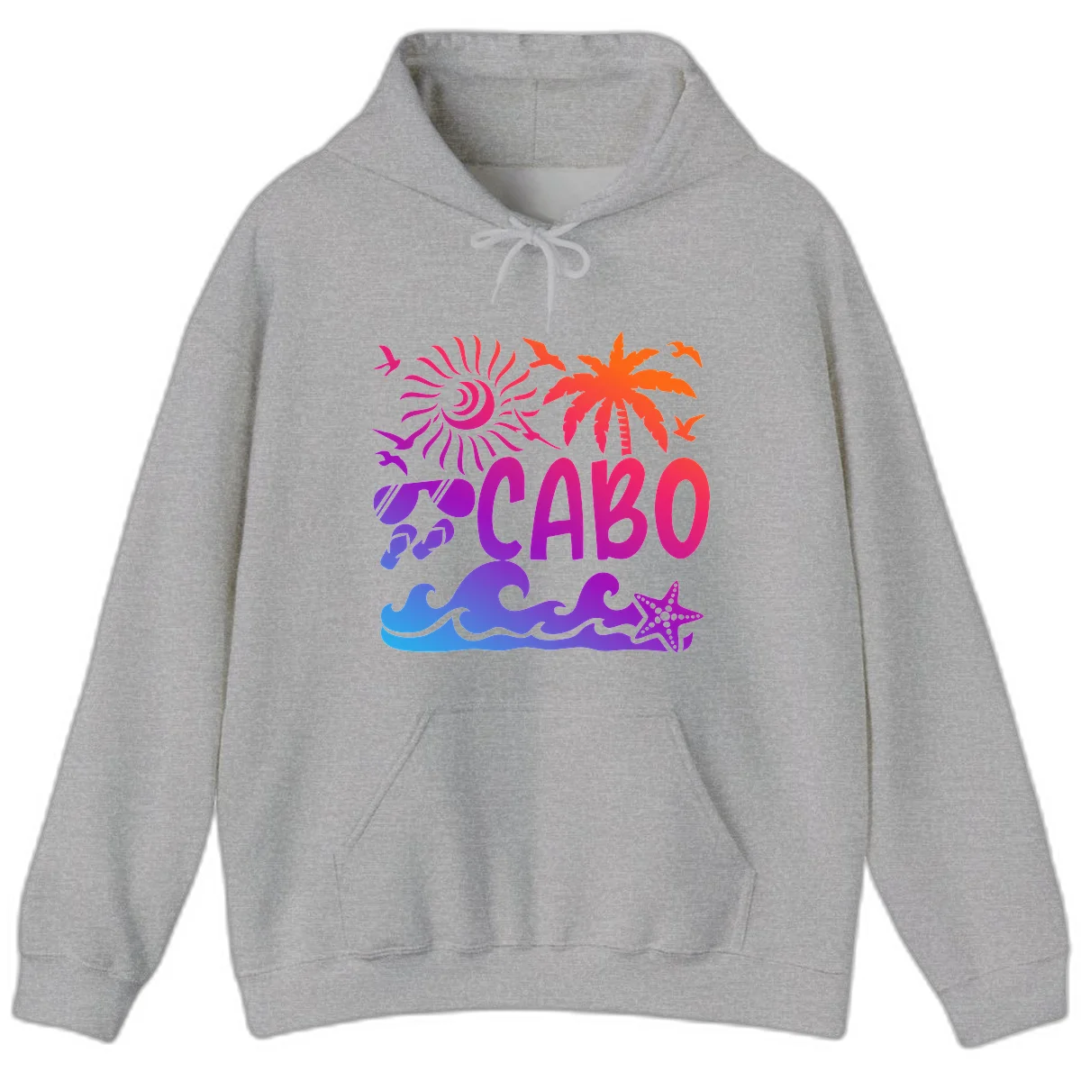 Cabo Tropical Paradise Vibes Hoodie in Sport Grey