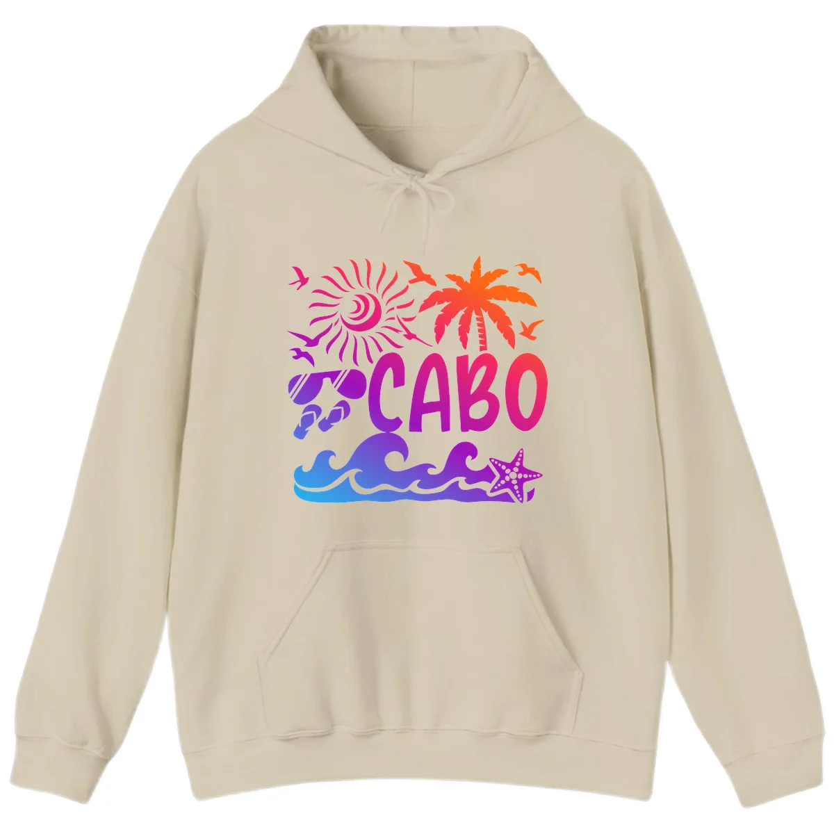 Cabo Tropical Paradise Vibes Hoodie in Sand