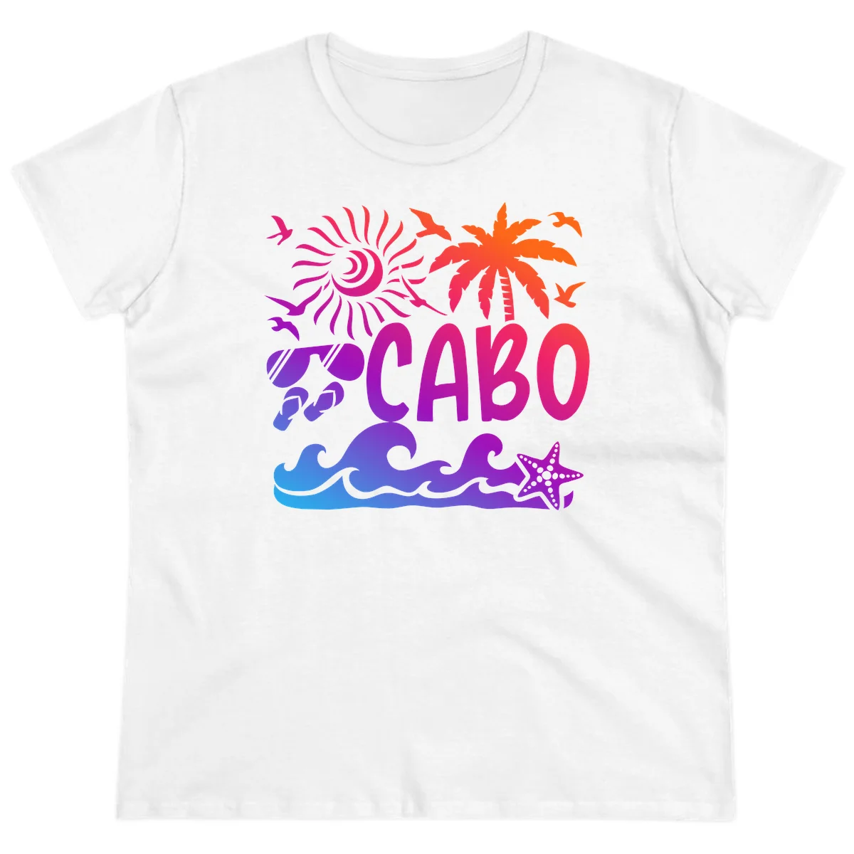 Cabo Tropical Paradise Vibes Ladies Tee in White