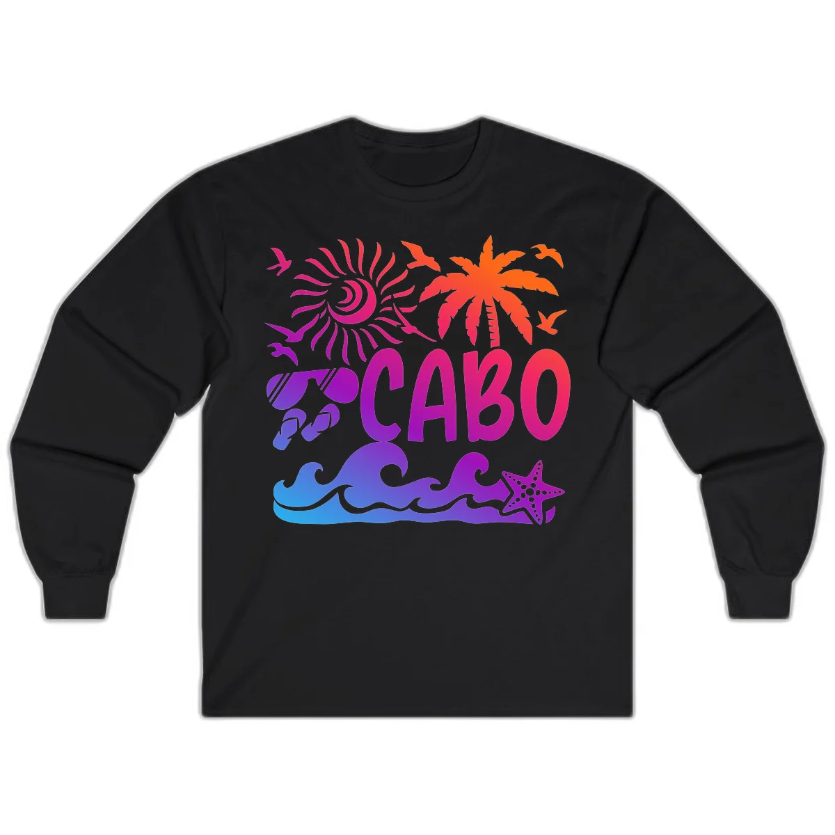 Cabo Tropical Paradise Vibes Long Sleeve in Black