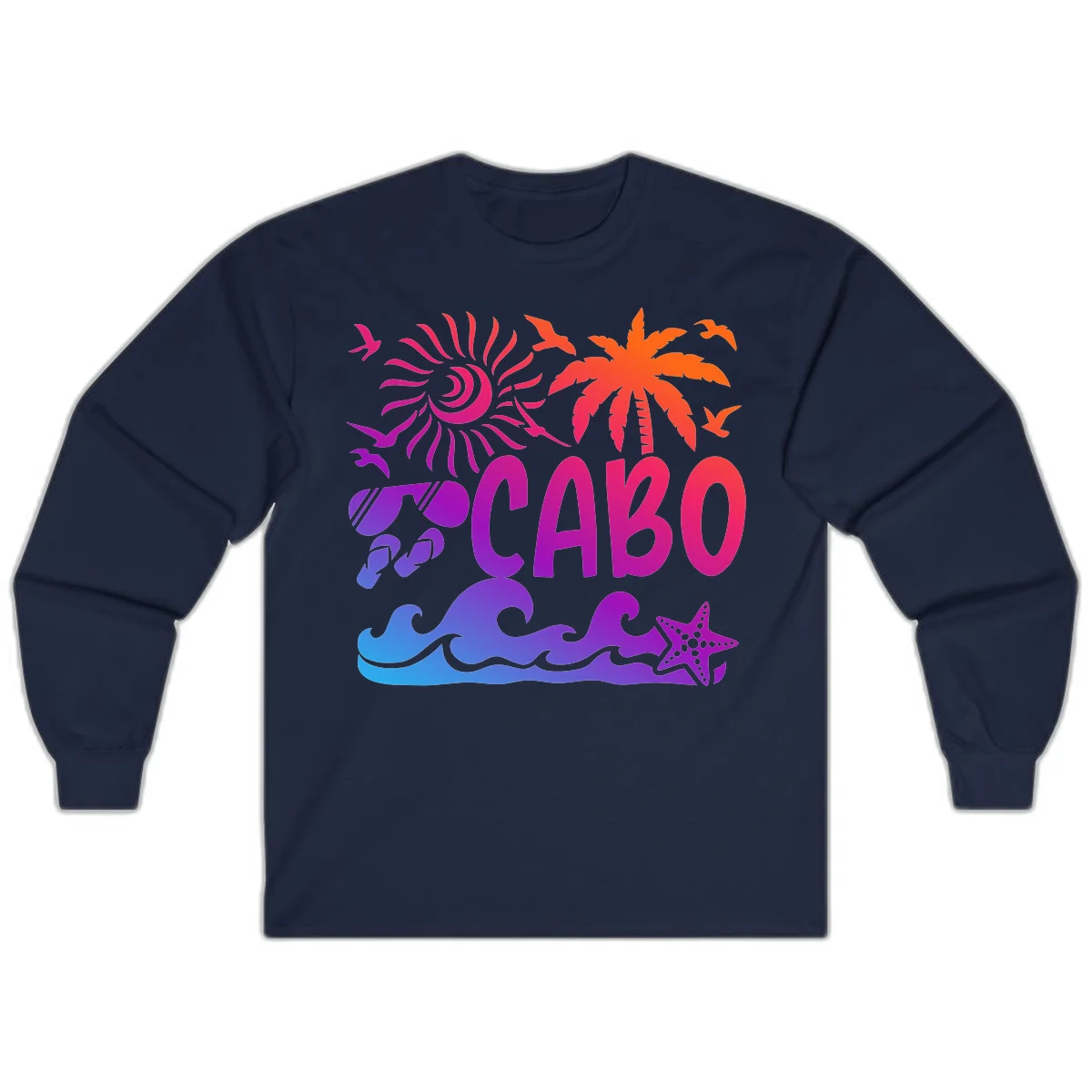 Cabo Tropical Paradise Vibes Long Sleeve in Navy