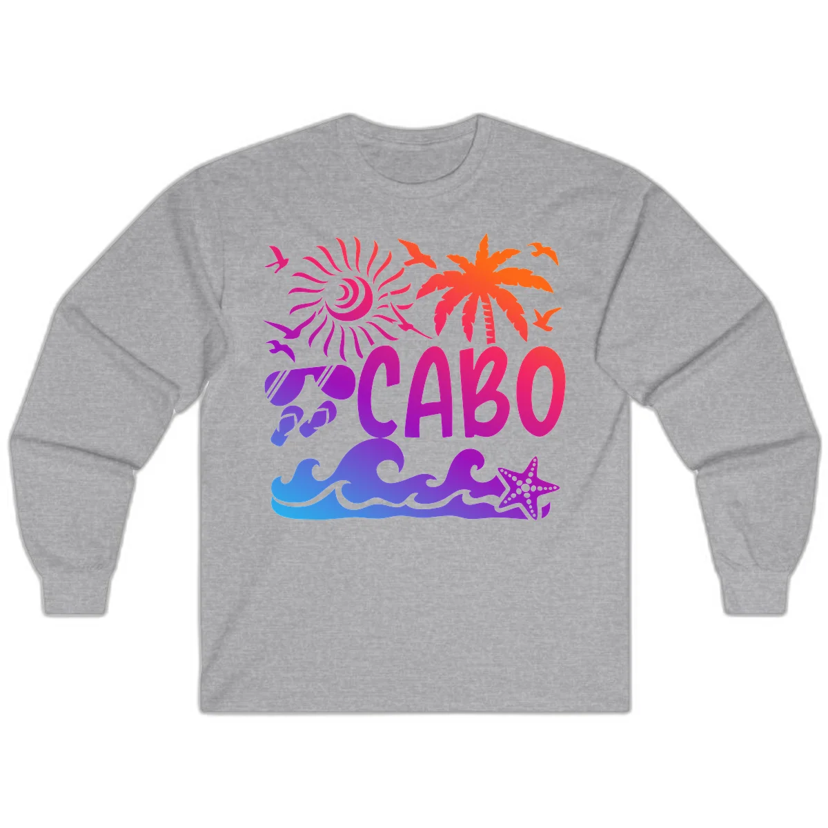 Cabo Tropical Paradise Vibes Long Sleeve in Sport Grey