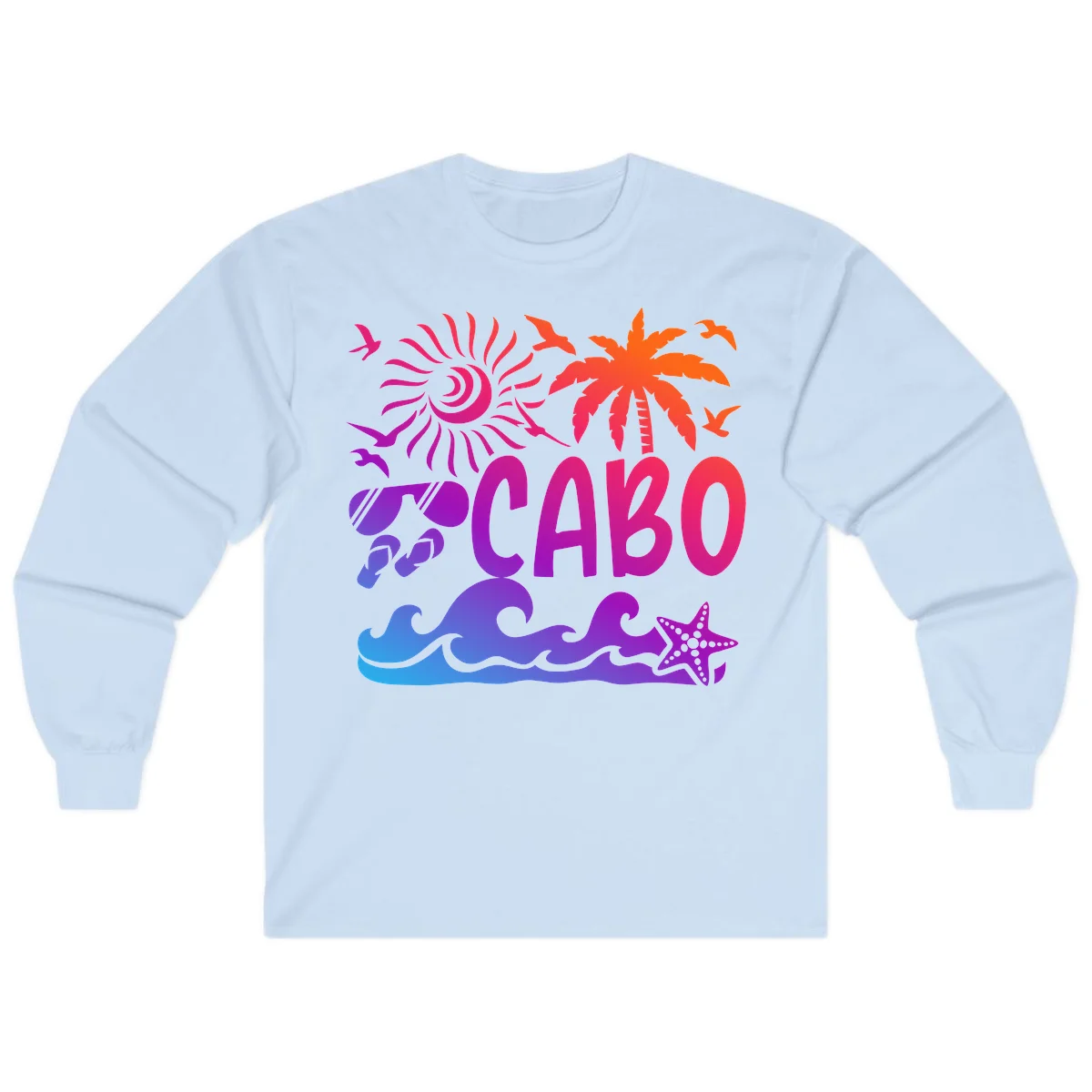 Cabo Tropical Paradise Vibes Long Sleeve in Light Blue