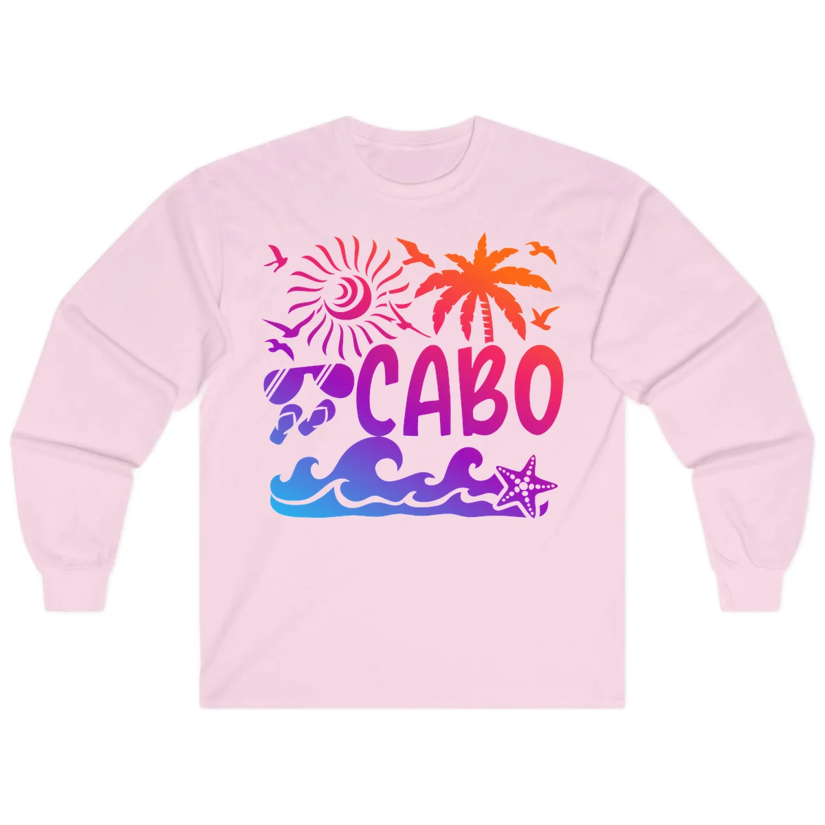 Cabo Tropical Paradise Vibes Long Sleeve in Light Pink