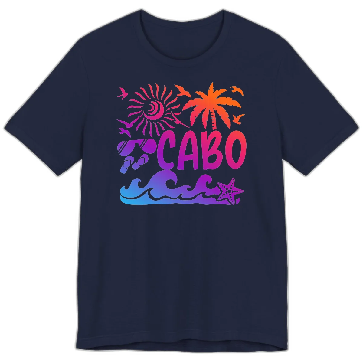 Cabo Tropical Paradise Vibes Premium T-Shirt in Navy