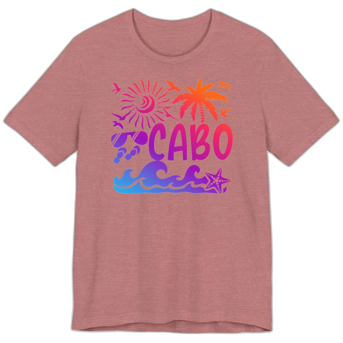 Cabo Tropical Paradise Vibes Premium T-Shirt in Heather Mauve