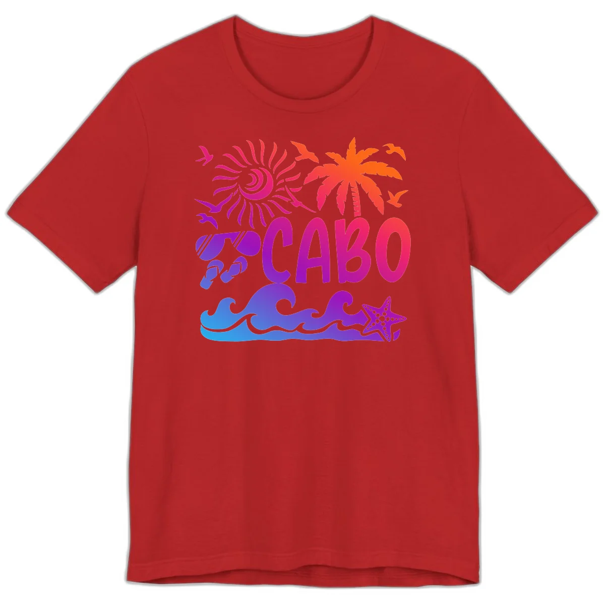 Cabo Tropical Paradise Vibes Premium T-Shirt in Red
