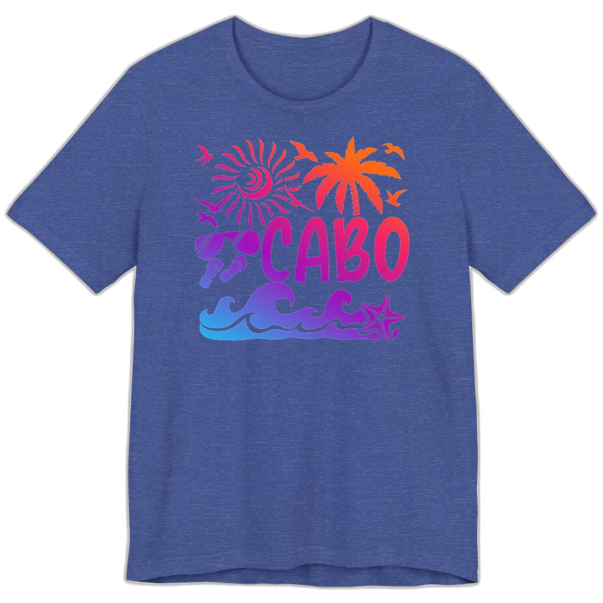 Cabo Tropical Paradise Vibes Premium T-Shirt in Heather True Royal