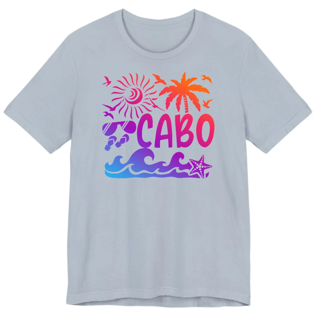 Cabo Tropical Paradise Vibes Premium T-Shirt in Light Blue