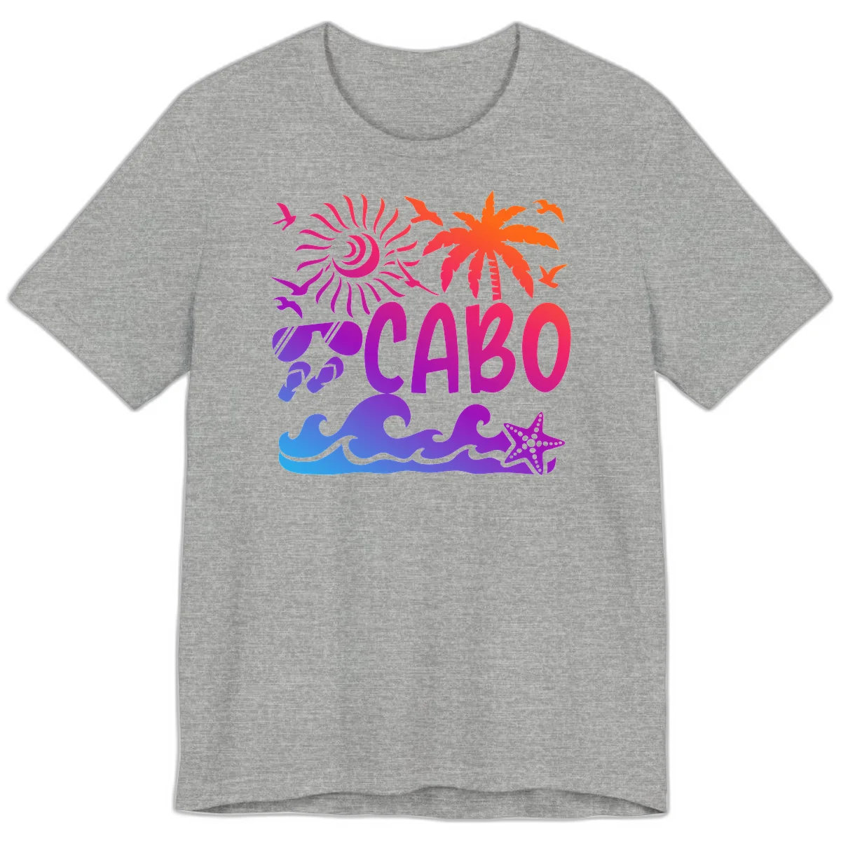 Cabo Tropical Paradise Vibes Premium T-Shirt in Athletic Heather