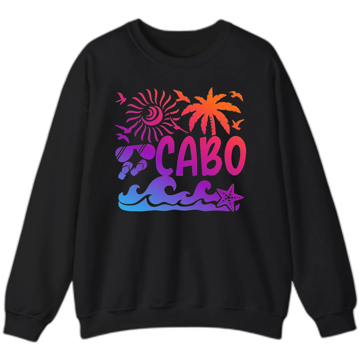Cabo Tropical Paradise Vibes Sweatshirt in Black