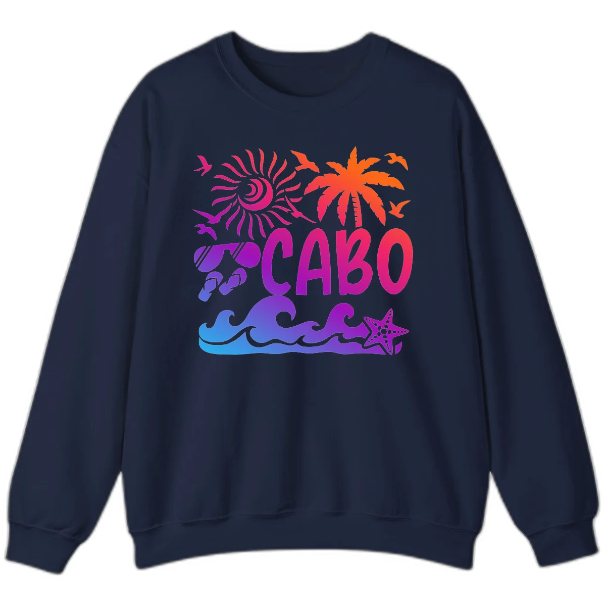 Cabo Tropical Paradise Vibes Sweatshirt in Navy