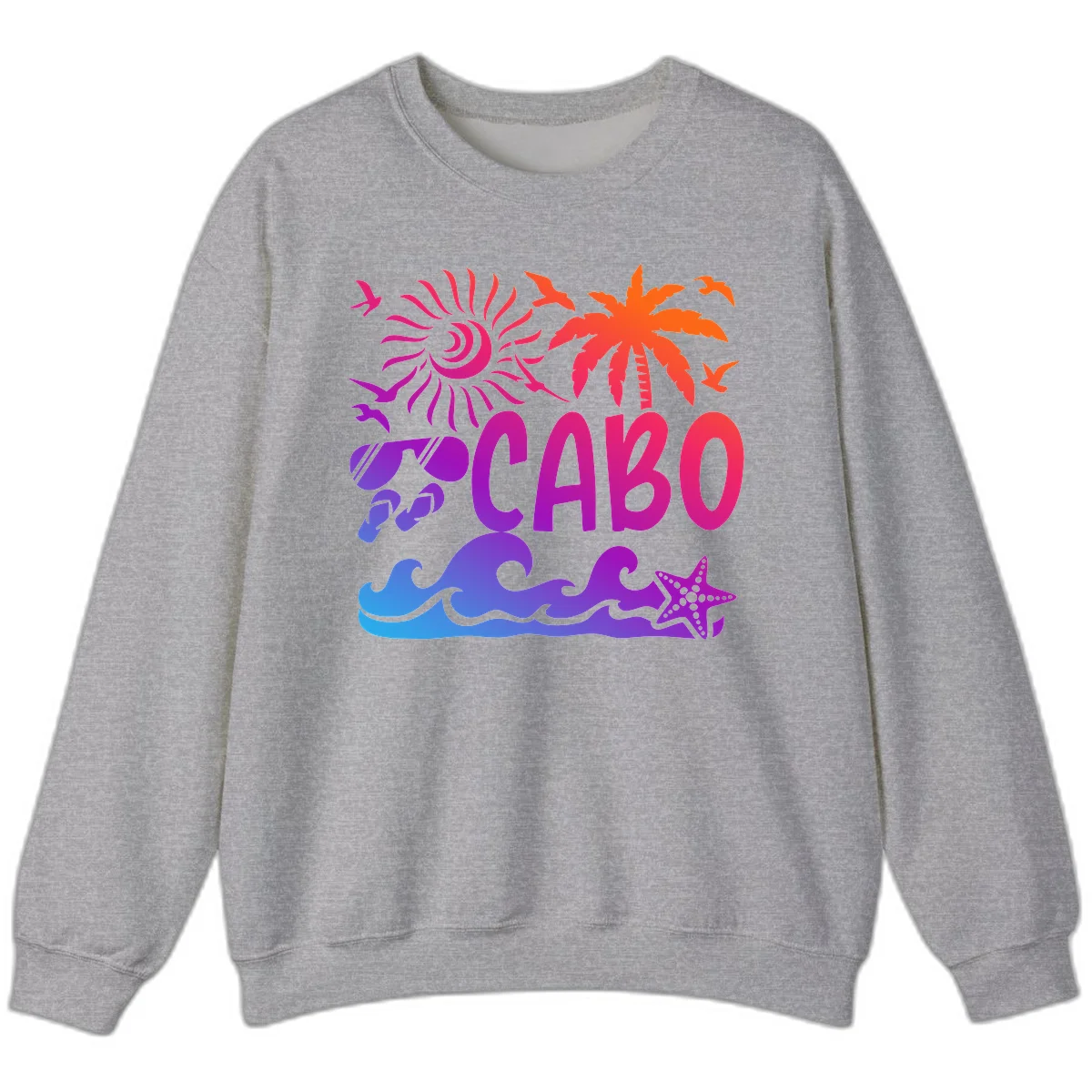 Cabo Tropical Paradise Vibes Sweatshirt in Sport Grey