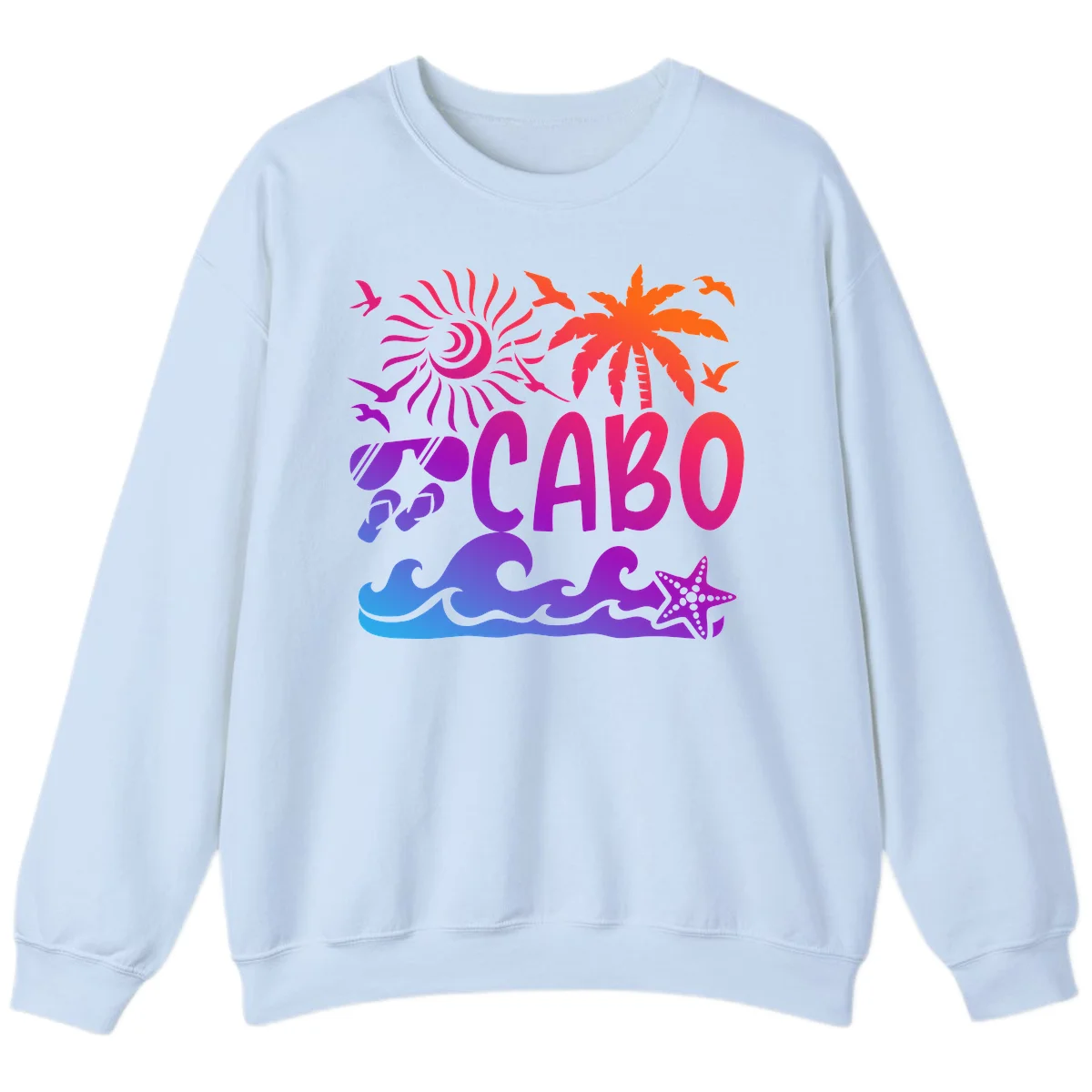 Cabo Tropical Paradise Vibes Sweatshirt in Light Blue