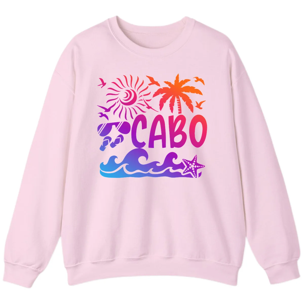 Cabo Tropical Paradise Vibes Sweatshirt in Light Pink