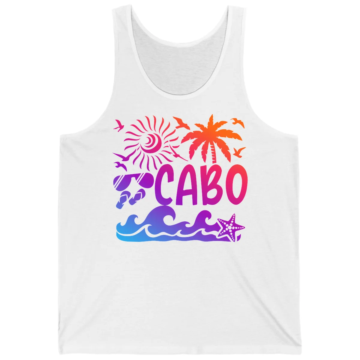 Cabo Tropical Paradise Vibes Tank in White