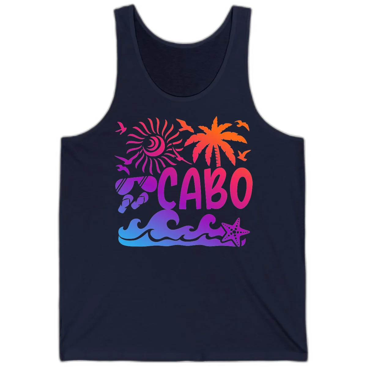 Cabo Tropical Paradise Vibes Tank in Navy