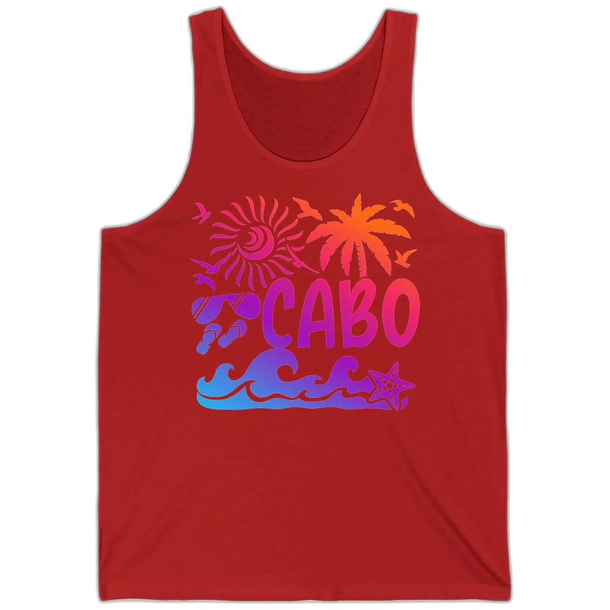 Cabo Tropical Paradise Vibes Tank in Red