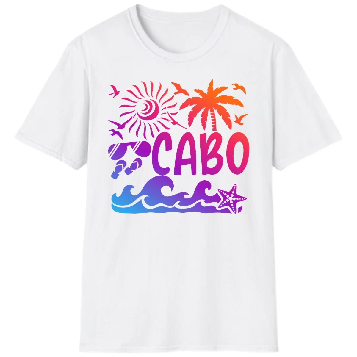 Cabo Tropical Paradise Vibes T-Shirt in White