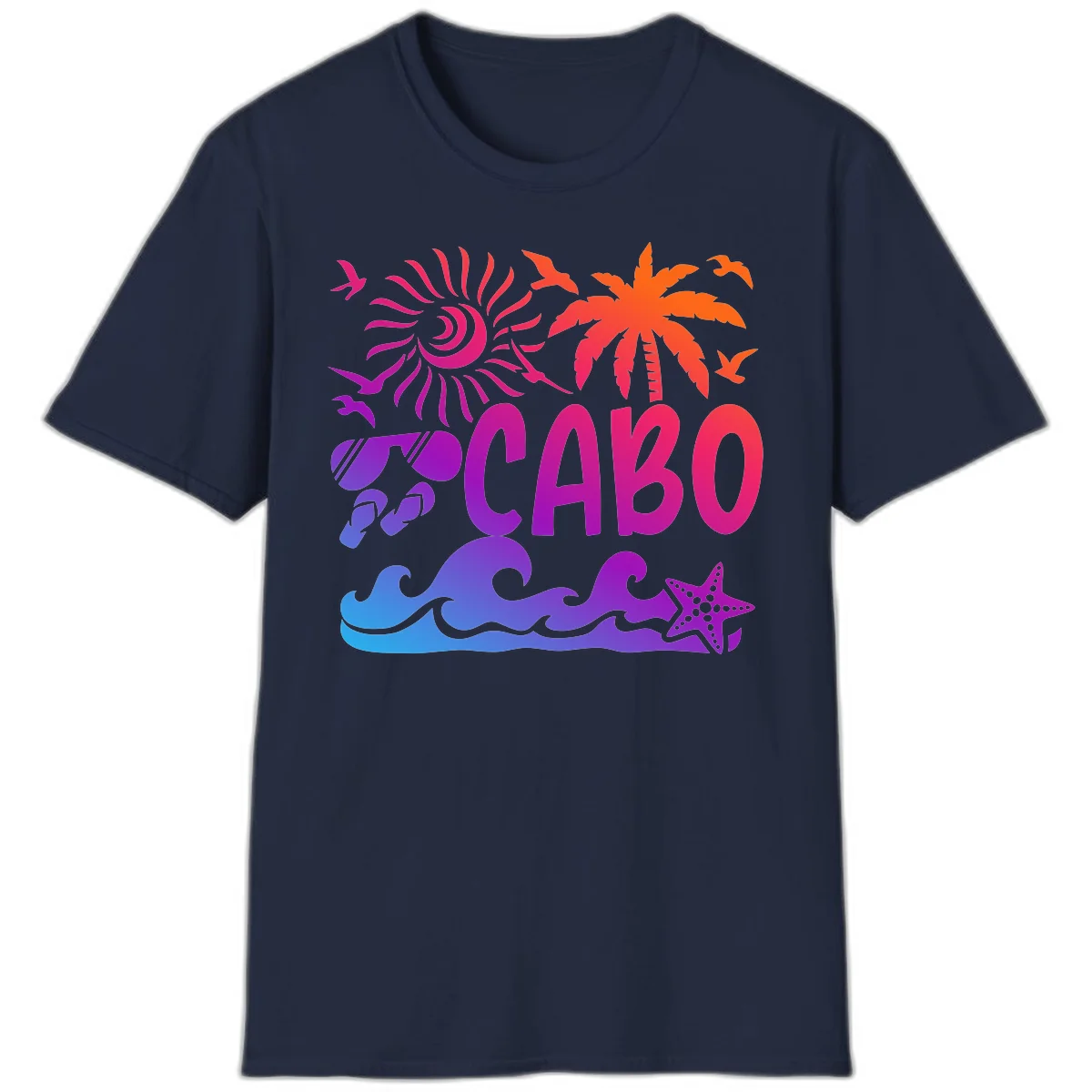 Cabo Tropical Paradise Vibes T-Shirt in Navy