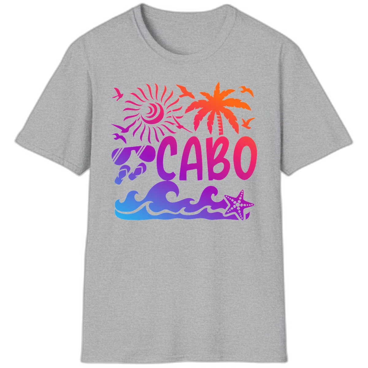 Cabo Tropical Paradise Vibes T-Shirt in Sport Grey