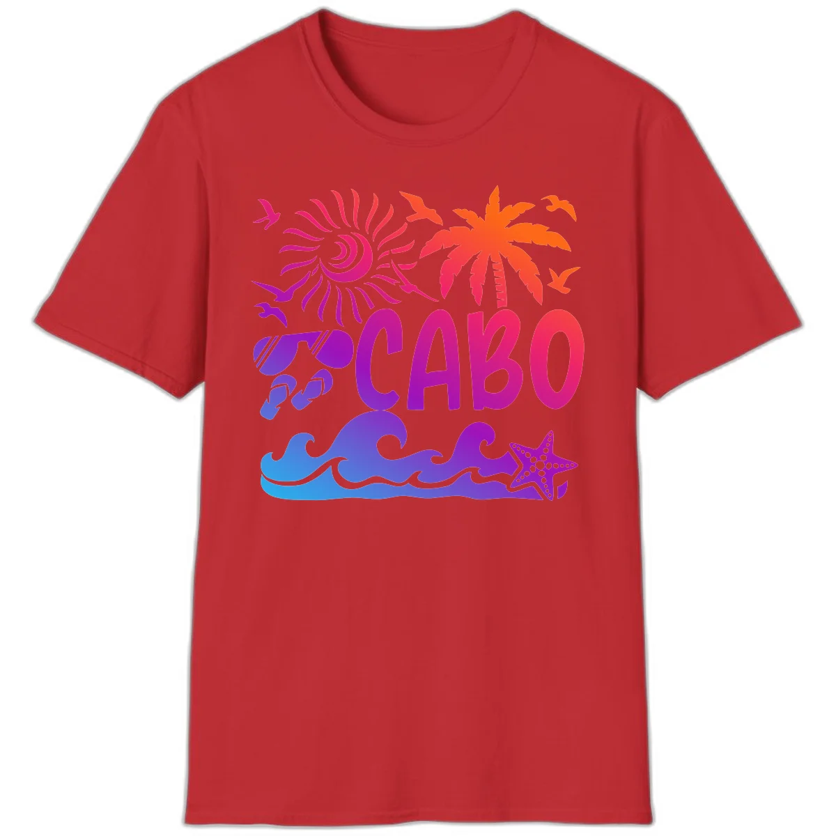 Cabo Tropical Paradise Vibes T-Shirt in Red