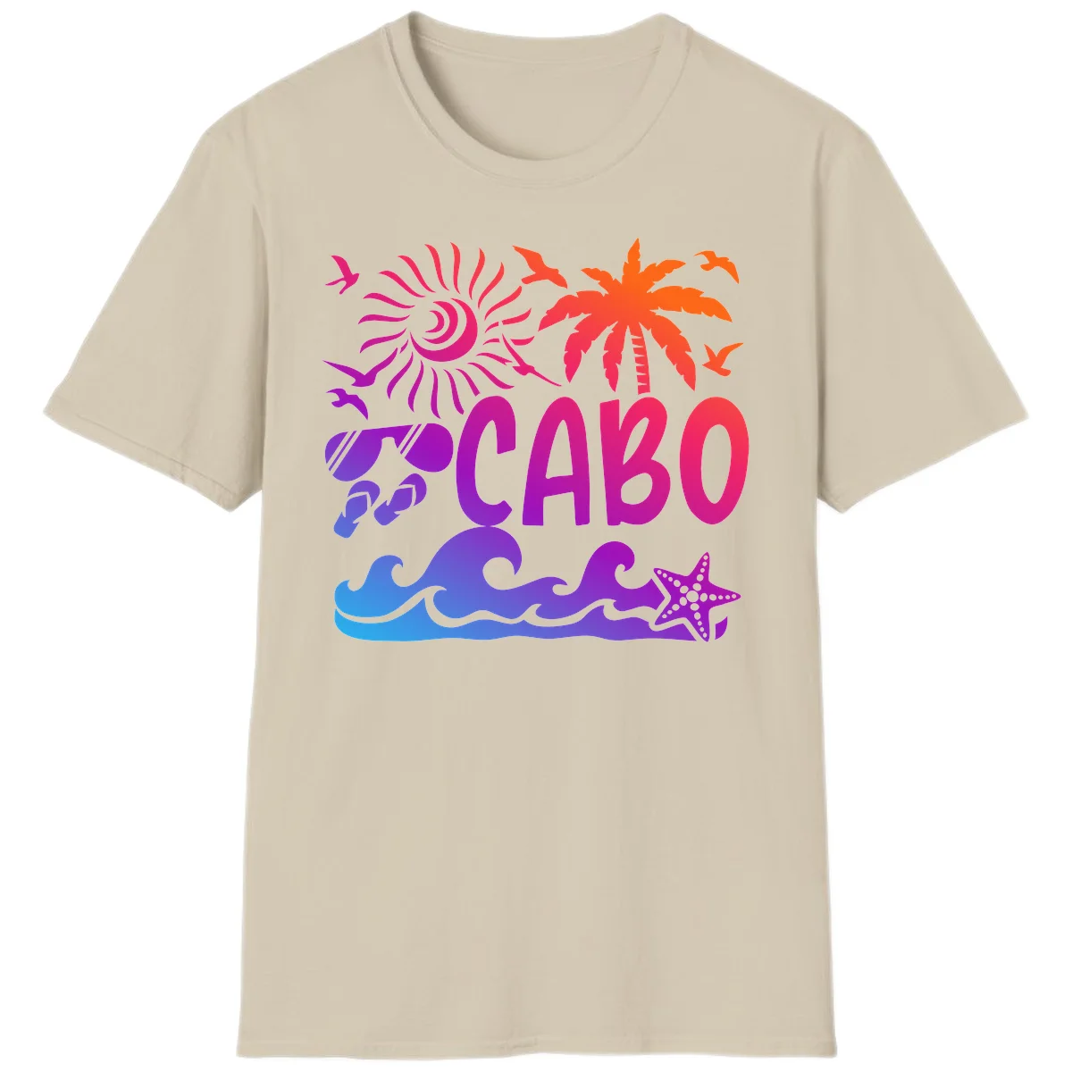 Cabo Tropical Paradise Vibes T-Shirt in Sand